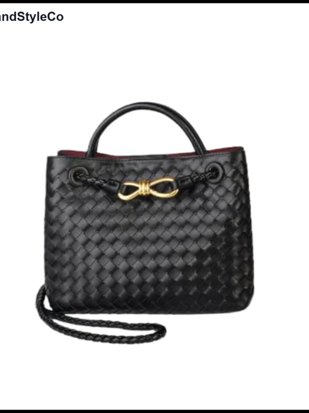 Handwoven Faux Leather Crossbody Bag Woven Purse Adjustable Strap